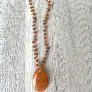 Amber colored Natural stone/crystal beaded necklace